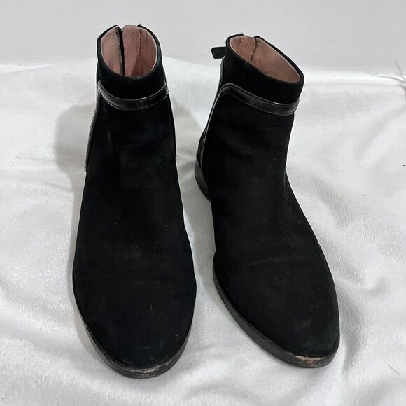 Louise Et Cie Black Leather Ankle Boots Size 7 M Modern Minimalist Contemporary - Picture 3 of 10